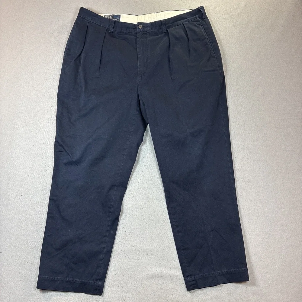 Polo By Ralph Lauren Mens Blue Andrew Pleated Chino Pants 42X30
